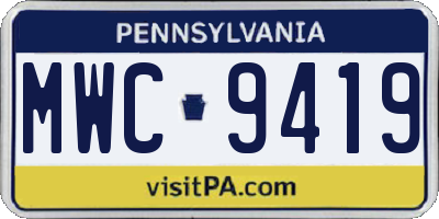 PA license plate MWC9419