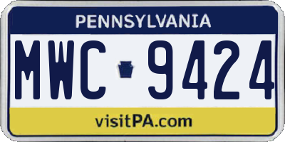 PA license plate MWC9424