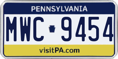 PA license plate MWC9454