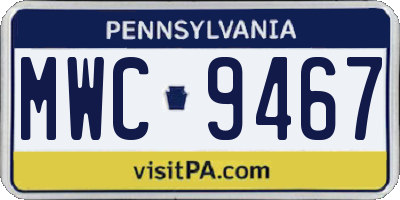 PA license plate MWC9467