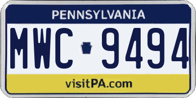 PA license plate MWC9494