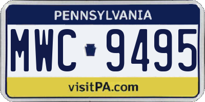 PA license plate MWC9495