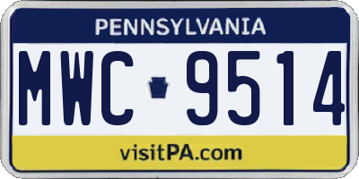 PA license plate MWC9514