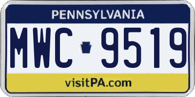 PA license plate MWC9519