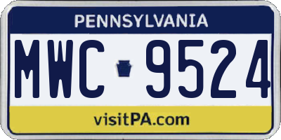 PA license plate MWC9524