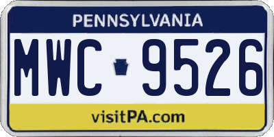 PA license plate MWC9526