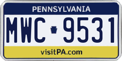 PA license plate MWC9531