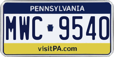 PA license plate MWC9540