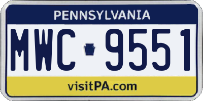 PA license plate MWC9551