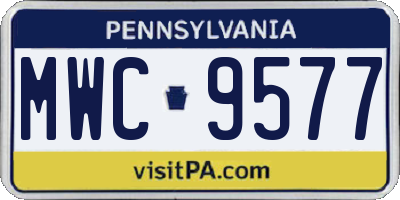 PA license plate MWC9577