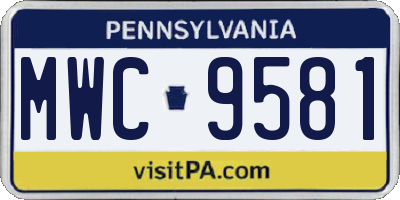 PA license plate MWC9581