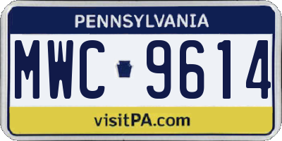 PA license plate MWC9614