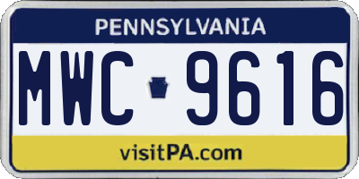 PA license plate MWC9616
