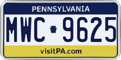 PA license plate MWC9625