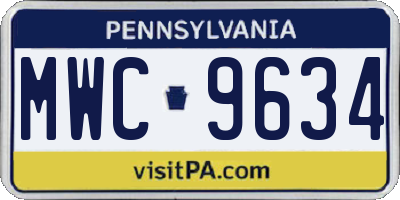 PA license plate MWC9634