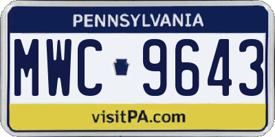 PA license plate MWC9643