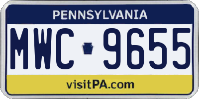 PA license plate MWC9655