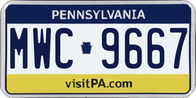 PA license plate MWC9667