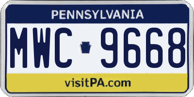 PA license plate MWC9668