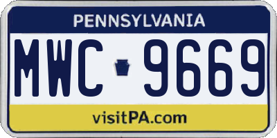 PA license plate MWC9669