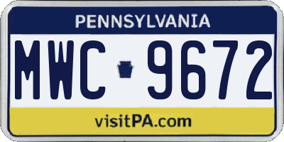 PA license plate MWC9672