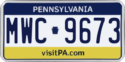 PA license plate MWC9673