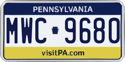 PA license plate MWC9680
