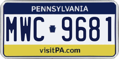 PA license plate MWC9681