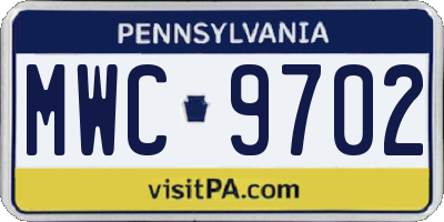 PA license plate MWC9702