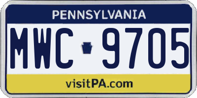 PA license plate MWC9705