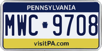 PA license plate MWC9708