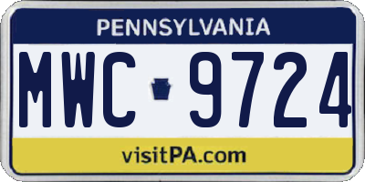 PA license plate MWC9724
