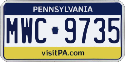PA license plate MWC9735