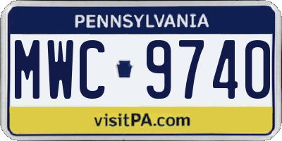 PA license plate MWC9740
