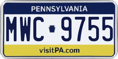 PA license plate MWC9755