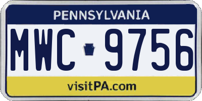 PA license plate MWC9756