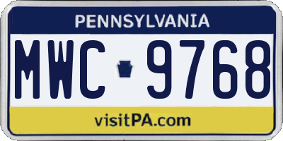 PA license plate MWC9768