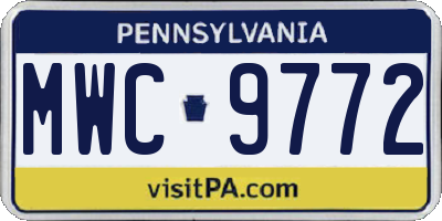 PA license plate MWC9772