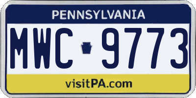 PA license plate MWC9773