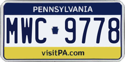 PA license plate MWC9778