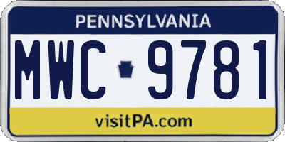 PA license plate MWC9781