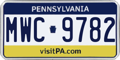 PA license plate MWC9782