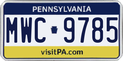 PA license plate MWC9785