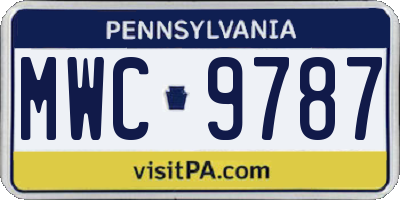 PA license plate MWC9787