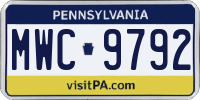PA license plate MWC9792