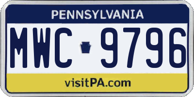PA license plate MWC9796