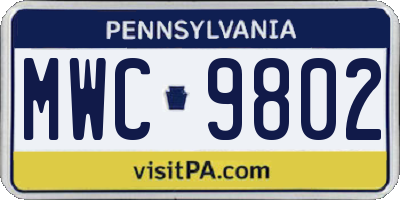 PA license plate MWC9802