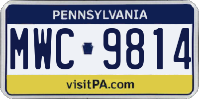 PA license plate MWC9814