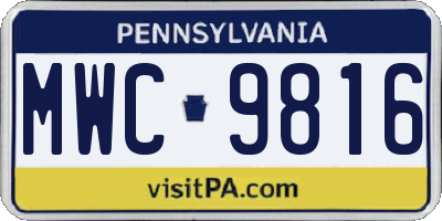 PA license plate MWC9816