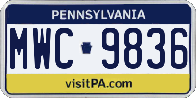 PA license plate MWC9836